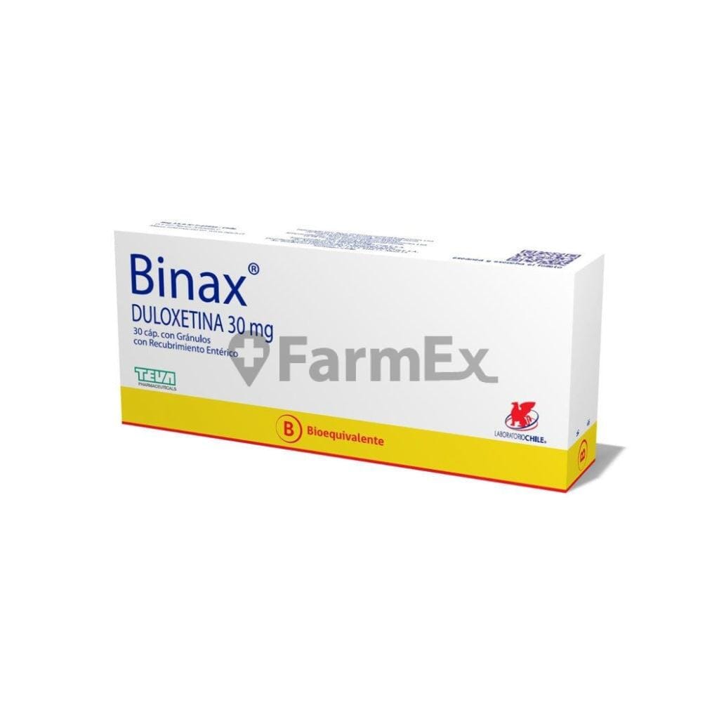 Binax 30 mg x 28 cápsulas Farmex-Fonasa-Persistente